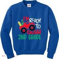Ready To Crush First Grade 1st Day Of School Monster Truck Gift Kids Sweatshirt thumb 0