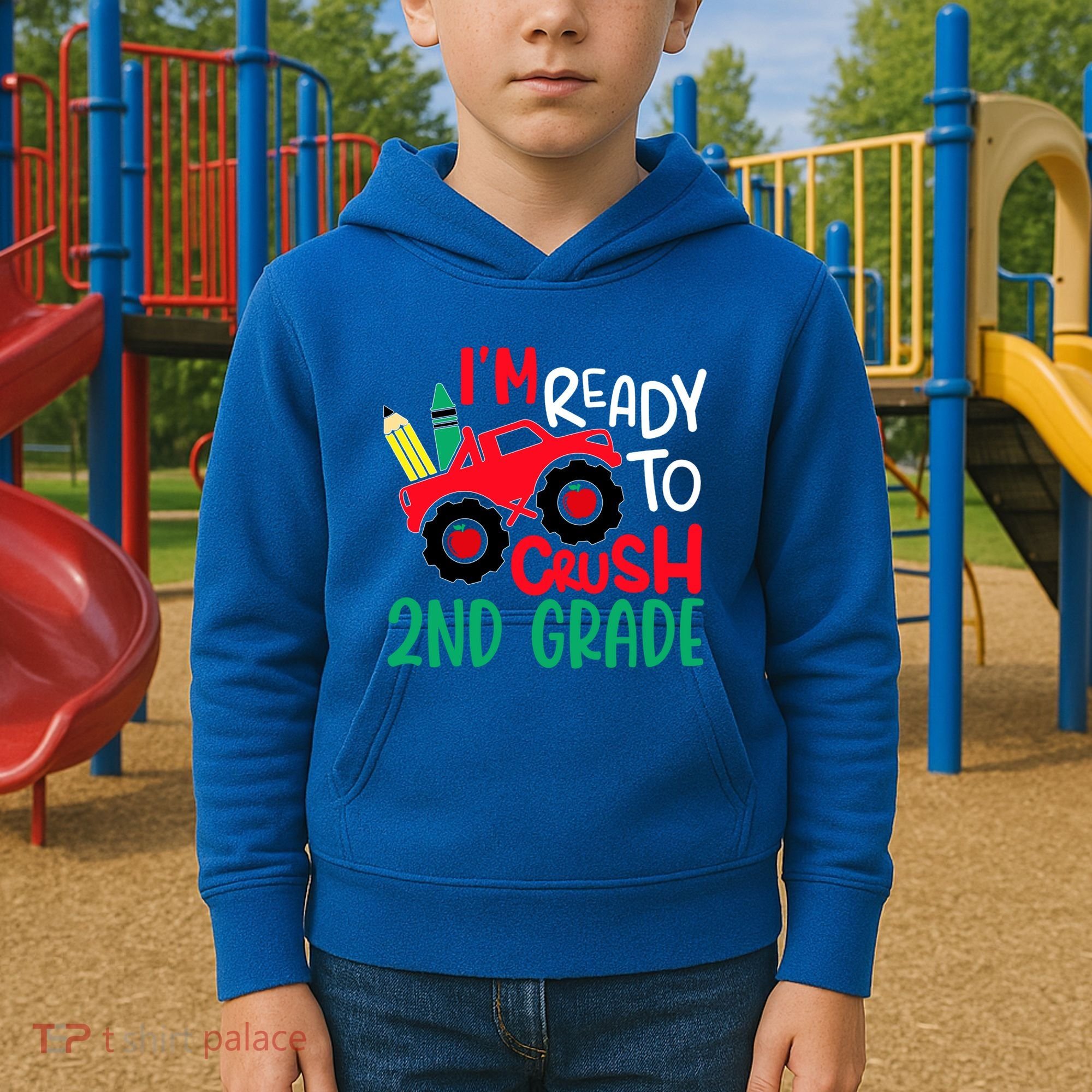 Ready To Crush First Grade 1st Day Of School Monster Truck Gift Kids Hoodie