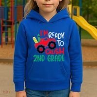 Ready To Crush First Grade 1st Day Of School Monster Truck Gift Kids Hoodie thumb 3