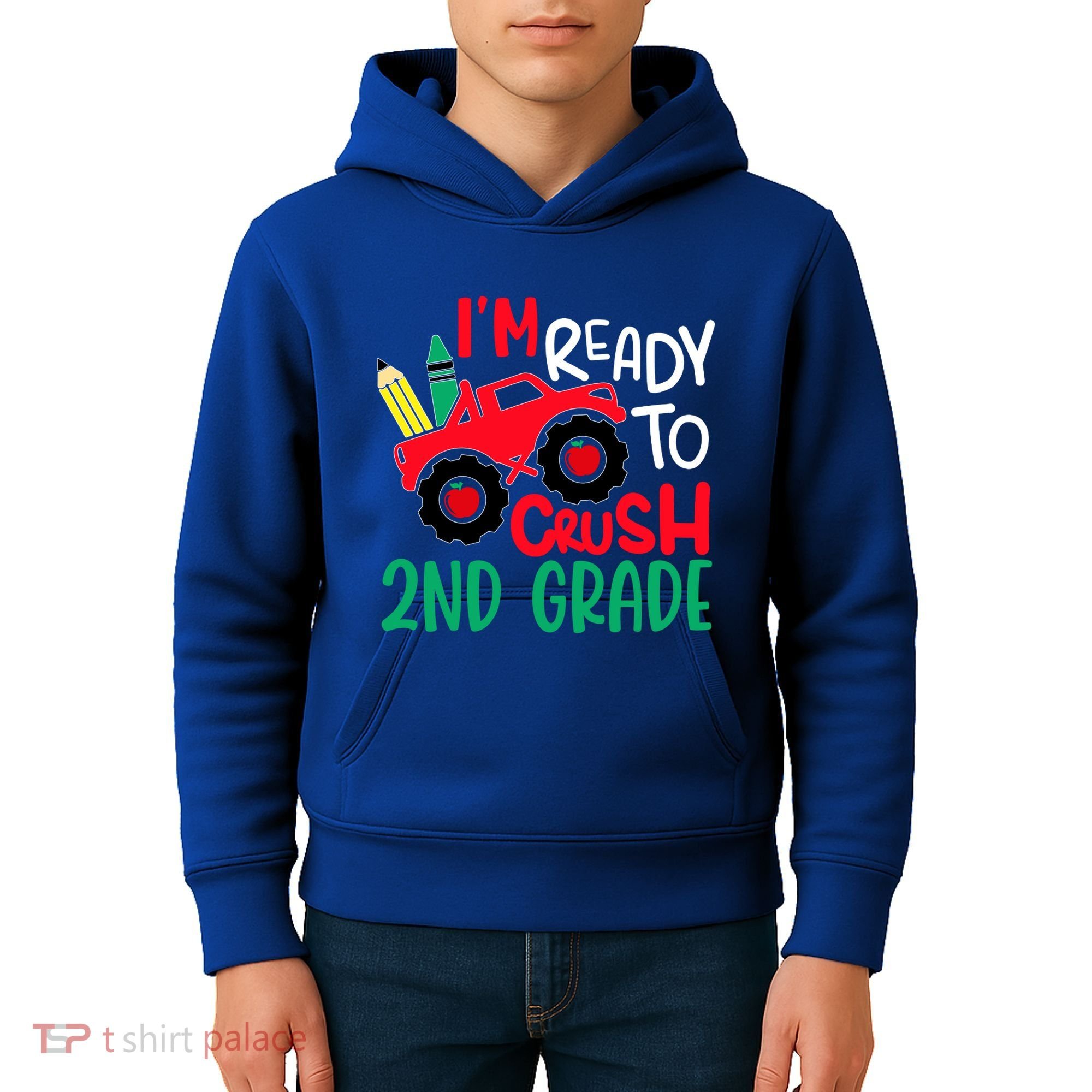 Ready To Crush First Grade 1st Day Of School Monster Truck Gift Kids Hoodie