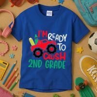 Ready To Crush First Grade 1st Day Of School Monster Truck Gift Kids T-Shirt thumb 3