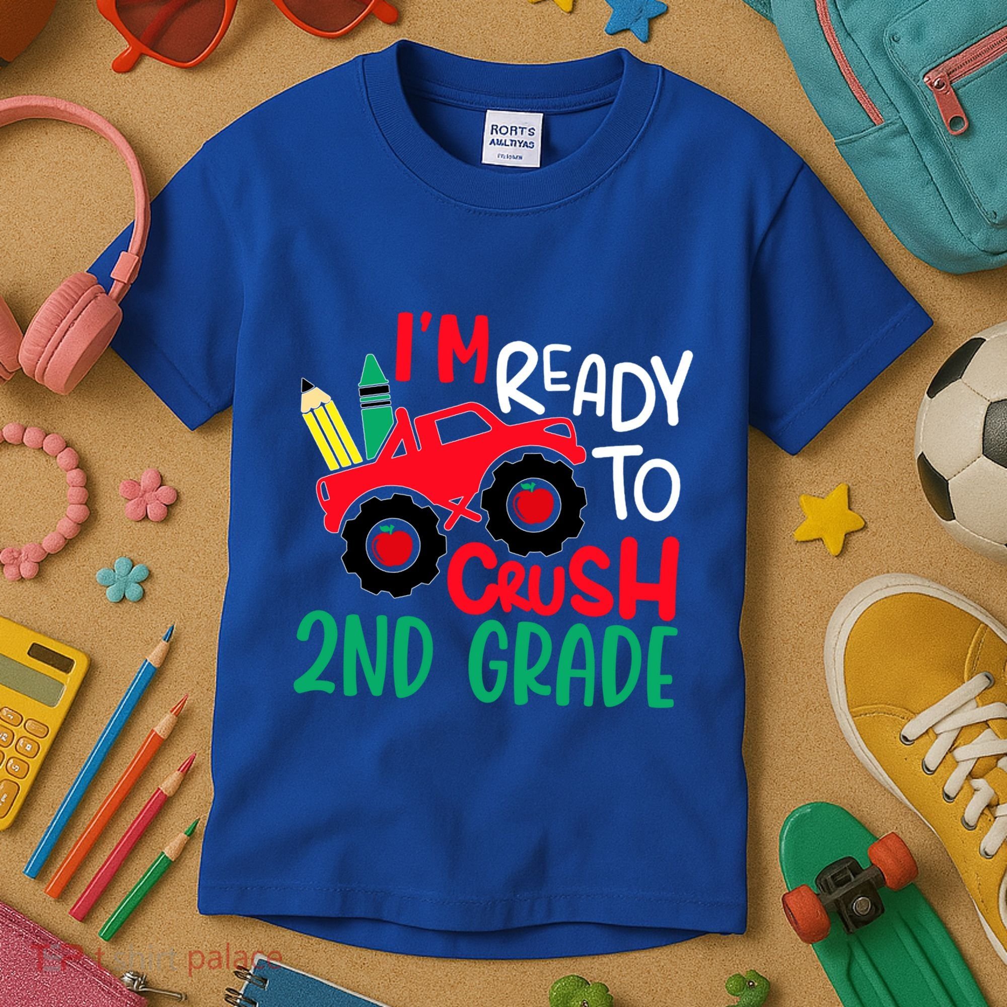 Ready To Crush First Grade 1st Day Of School Monster Truck Gift Kids T-Shirt
