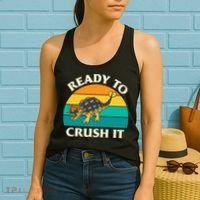 Ready To Crush It Dinosaur Dino Paleontologist Ankylosaurus Women's Tank Top thumb 2
