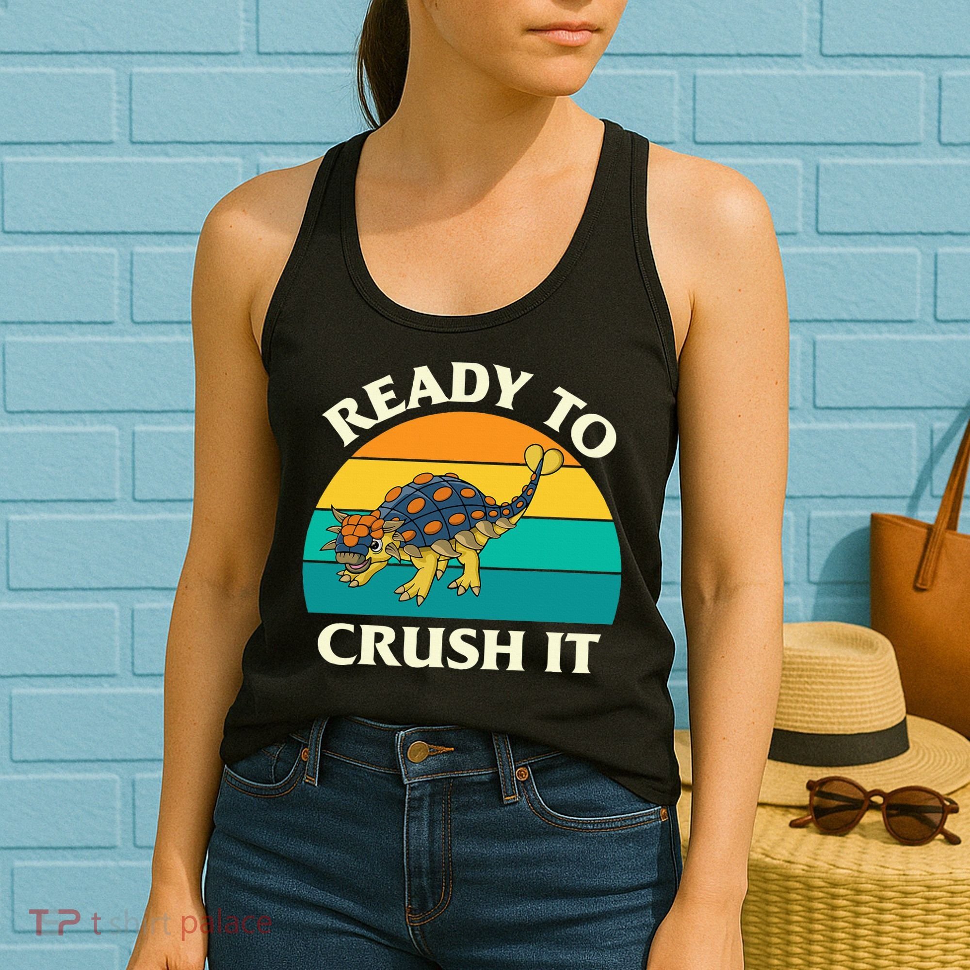 Ready To Crush It Dinosaur Dino Paleontologist Ankylosaurus Women's Tank Top