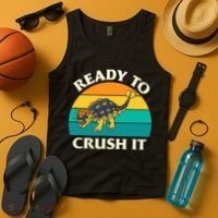 Ready To Crush It Dinosaur Dino Paleontologist Ankylosaurus Tank Top thumb 4