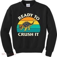 Ready To Crush It Dinosaur Dino Paleontologist Ankylosaurus Kids Sweatshirt thumb 0