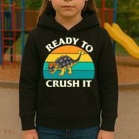 Ready To Crush It Dinosaur Dino Paleontologist Ankylosaurus Kids Hoodie thumb 3