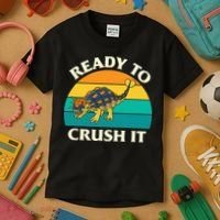 Ready To Crush It Dinosaur Dino Paleontologist Ankylosaurus Kids T-Shirt thumb 3