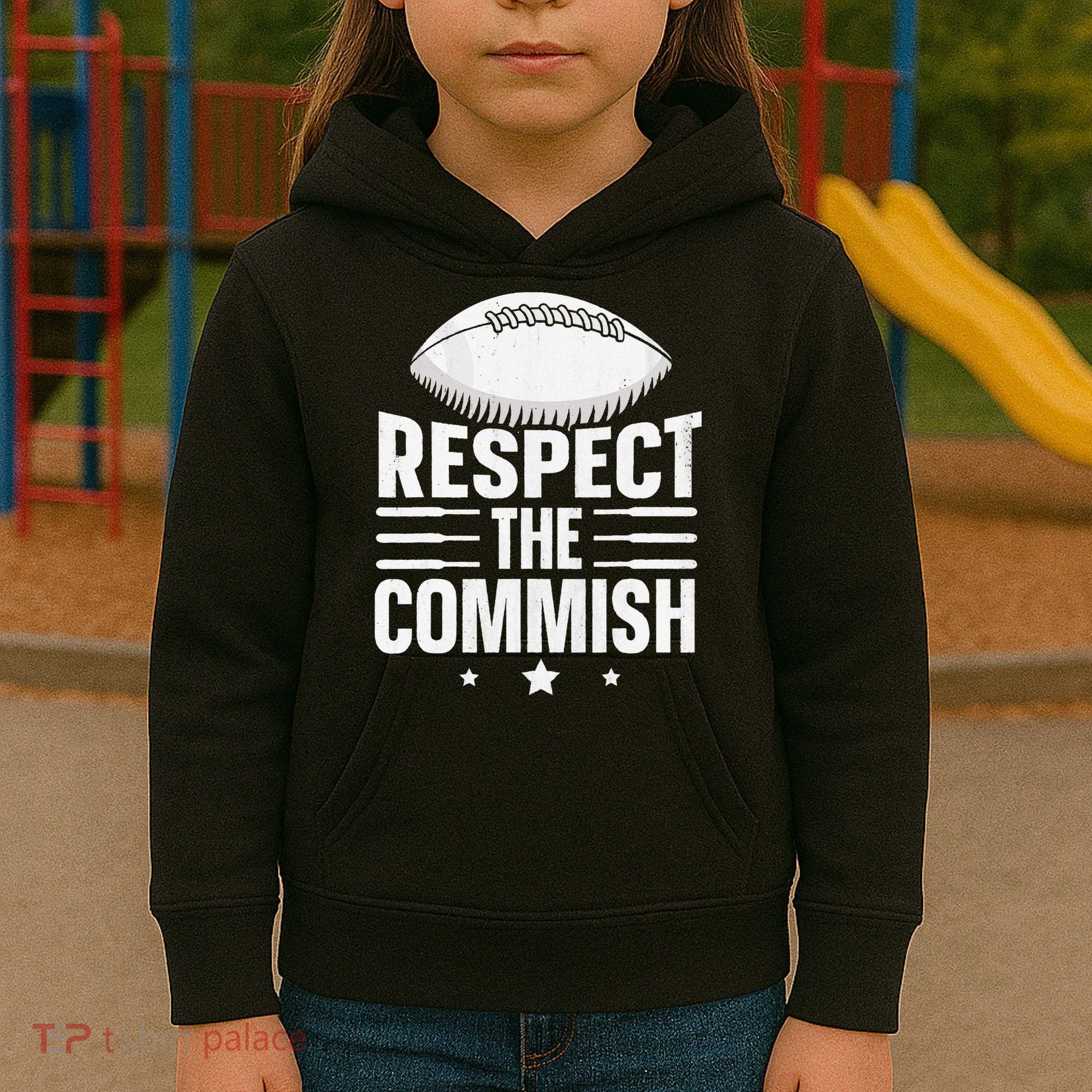 Respect The Commish Fantasy Football Commish Kids Hoodie