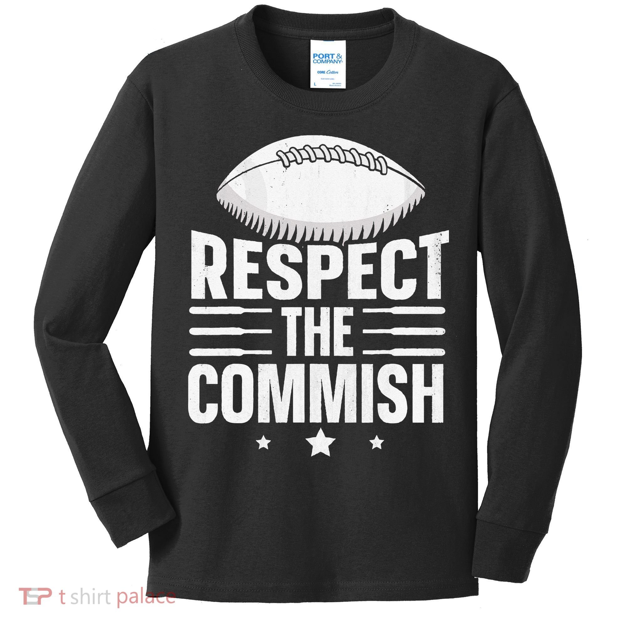 Respect The Commish Fantasy Football Commish Kids Long Sleeve Shirt