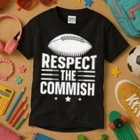 Respect The Commish Fantasy Football Commish Kids T-Shirt thumb 3
