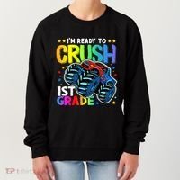 Ready To Crush First Grade 1st Day Of School Monster Truck Gift Women's Sweatshirt thumb 0