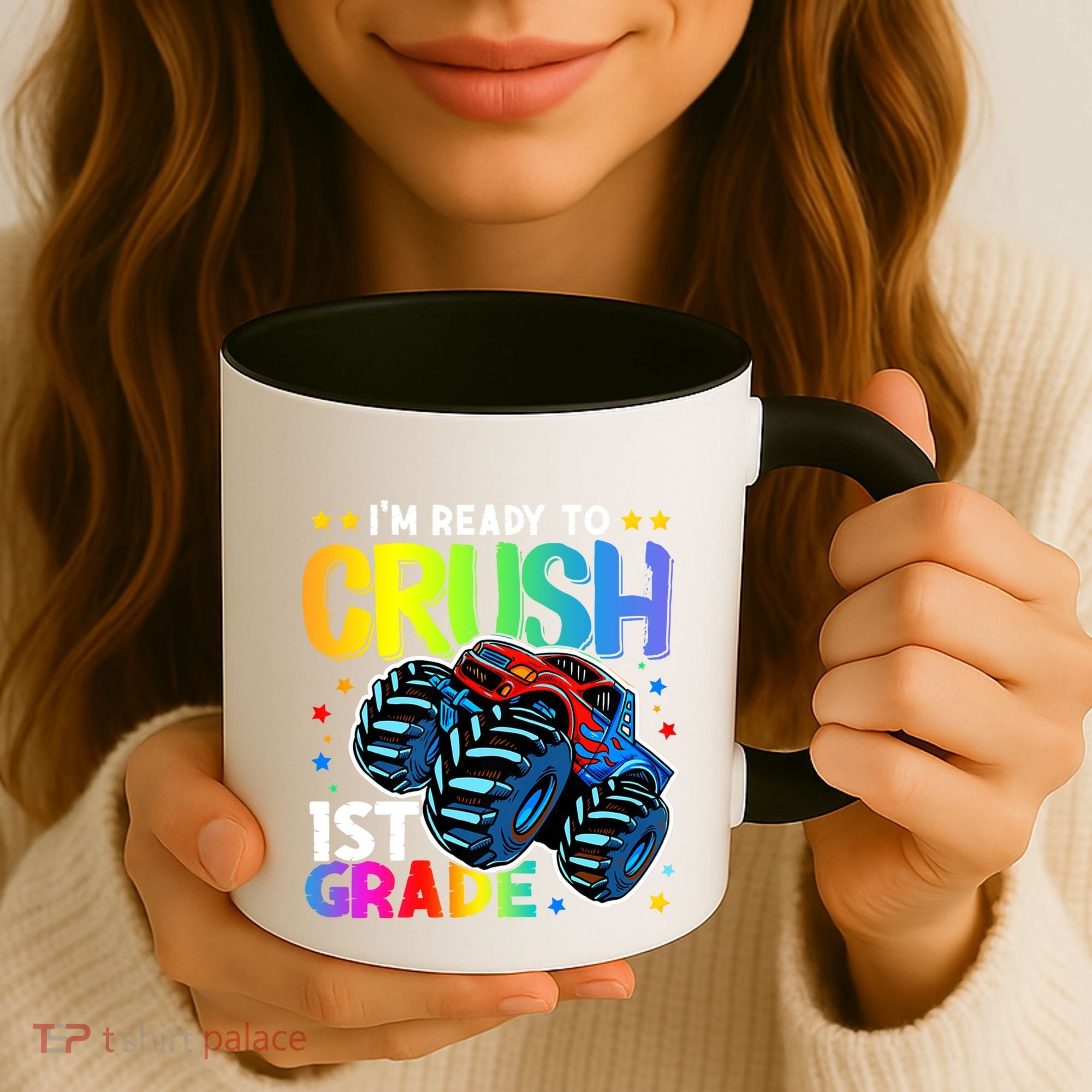 Ready To Crush First Grade 1st Day Of School Monster Truck Gift Coffee Mug