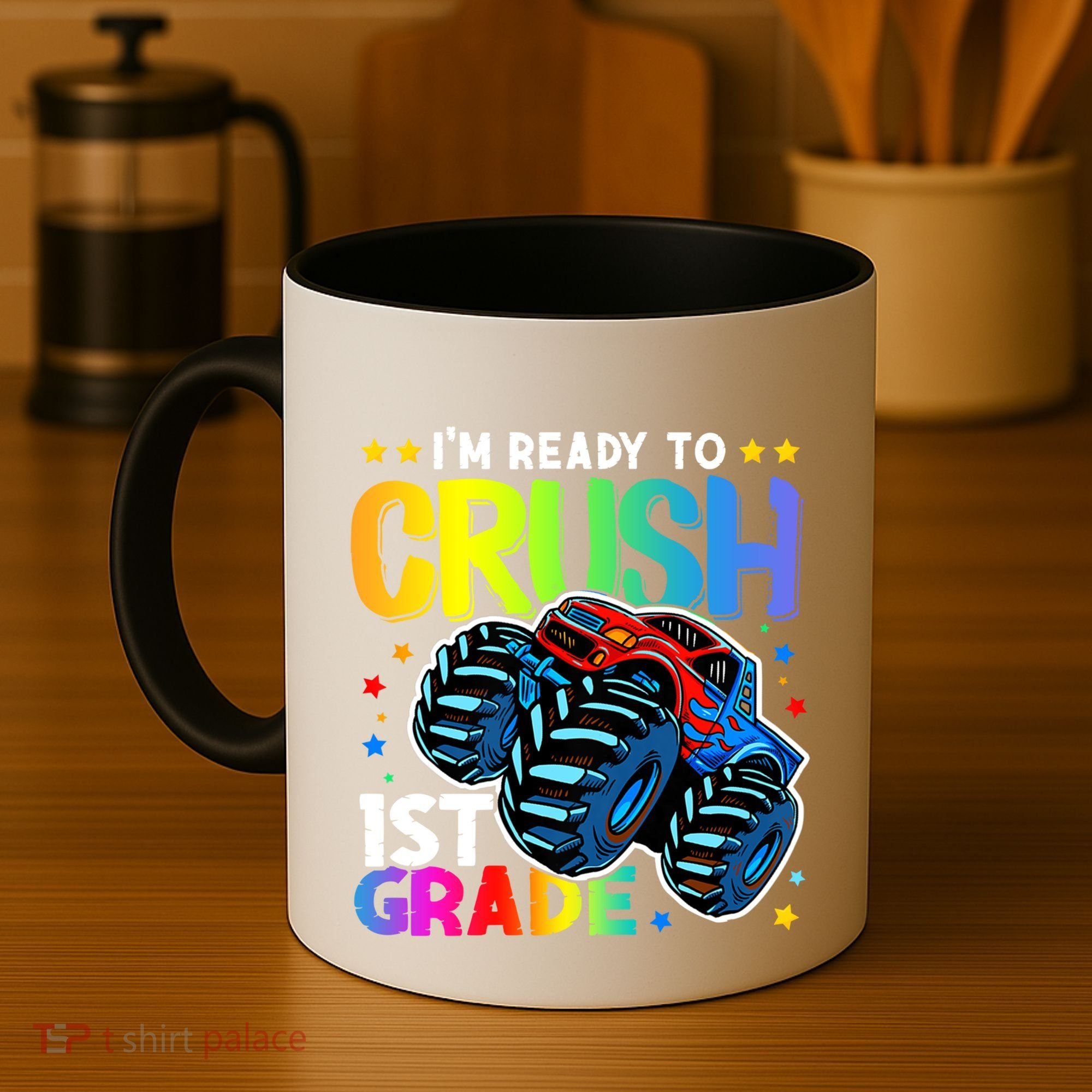 Ready To Crush First Grade 1st Day Of School Monster Truck Gift Coffee Mug
