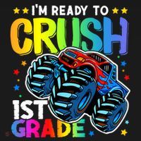Ready To Crush First Grade 1st Day Of School Monster Truck Gift Women's Hoodie thumb 2