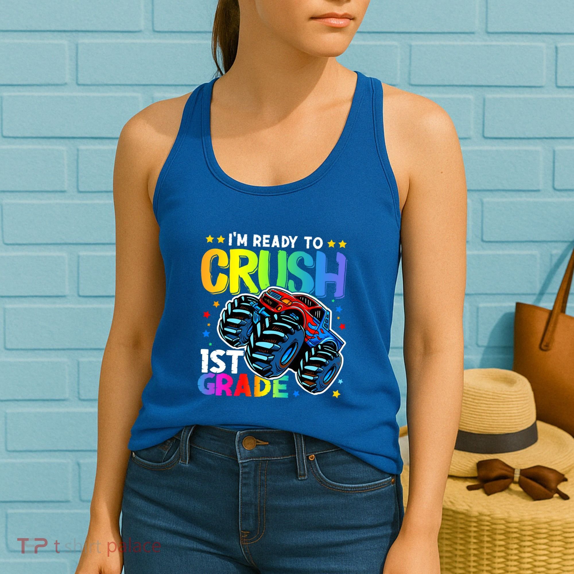 Ready To Crush First Grade 1st Day Of School Monster Truck Gift Women's Tank Top
