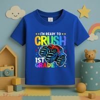 Ready To Crush First Grade 1st Day Of School Monster Truck Gift Toddler T-Shirt thumb 3