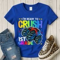 Ready To Crush First Grade 1st Day Of School Monster Truck Gift Women's T-Shirt thumb 3