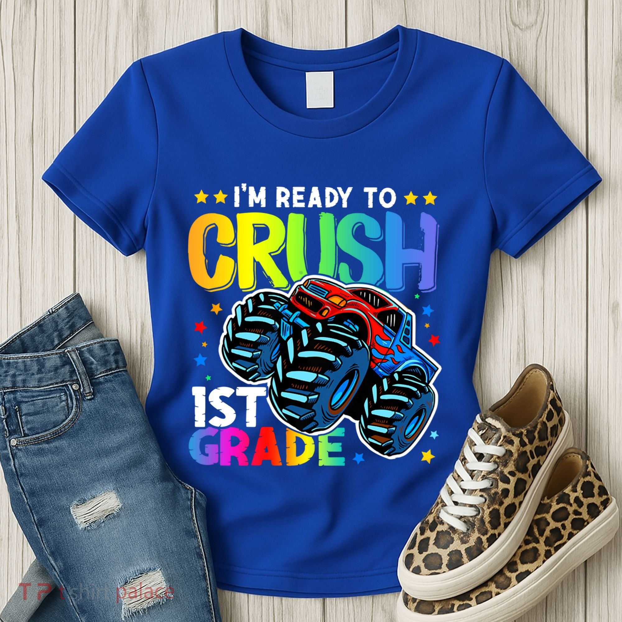 Ready To Crush First Grade 1st Day Of School Monster Truck Gift Women's T-Shirt
