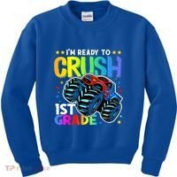 Ready To Crush First Grade 1st Day Of School Monster Truck Gift Kids Sweatshirt thumb 0