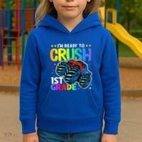 Ready To Crush First Grade 1st Day Of School Monster Truck Gift Kids Hoodie thumb 3