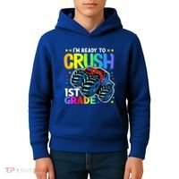 Ready To Crush First Grade 1st Day Of School Monster Truck Gift Kids Hoodie thumb 4