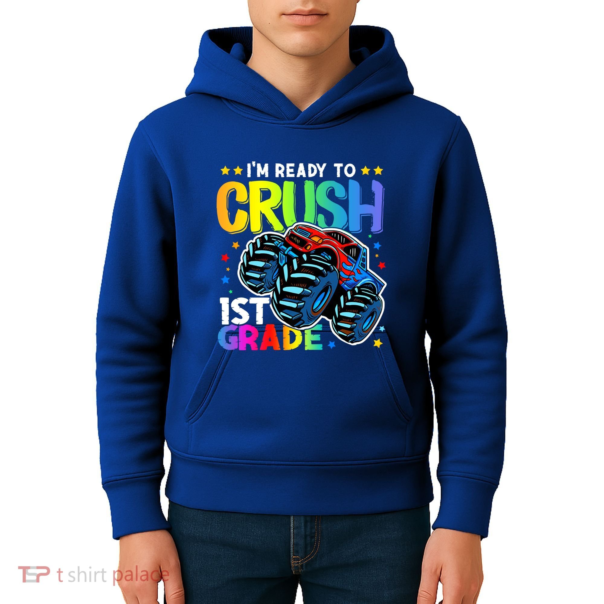 Ready To Crush First Grade 1st Day Of School Monster Truck Gift Kids Hoodie