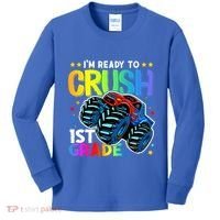 Ready To Crush First Grade 1st Day Of School Monster Truck Gift Kids Long Sleeve Shirt thumb 0