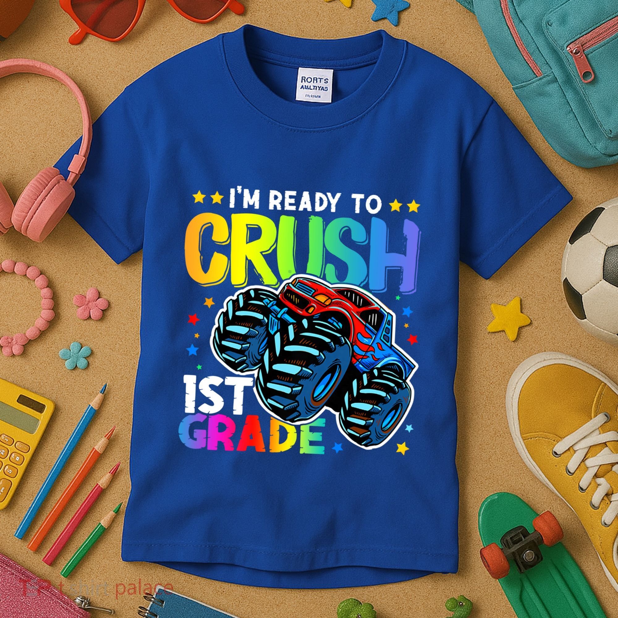 Ready To Crush First Grade 1st Day Of School Monster Truck Gift Kids T-Shirt