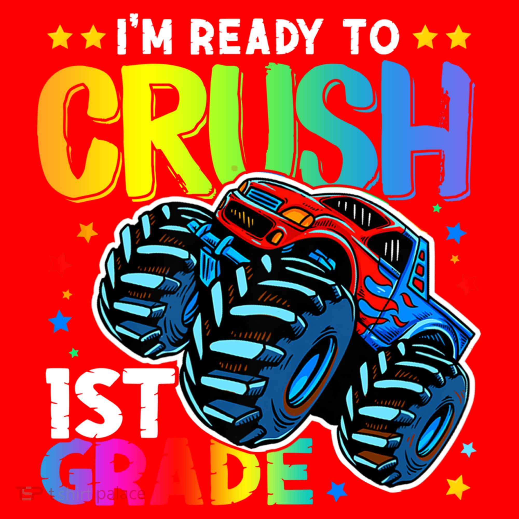 Ready To Crush First Grade 1st Day Of School Monster Truck Gift Santa Hat