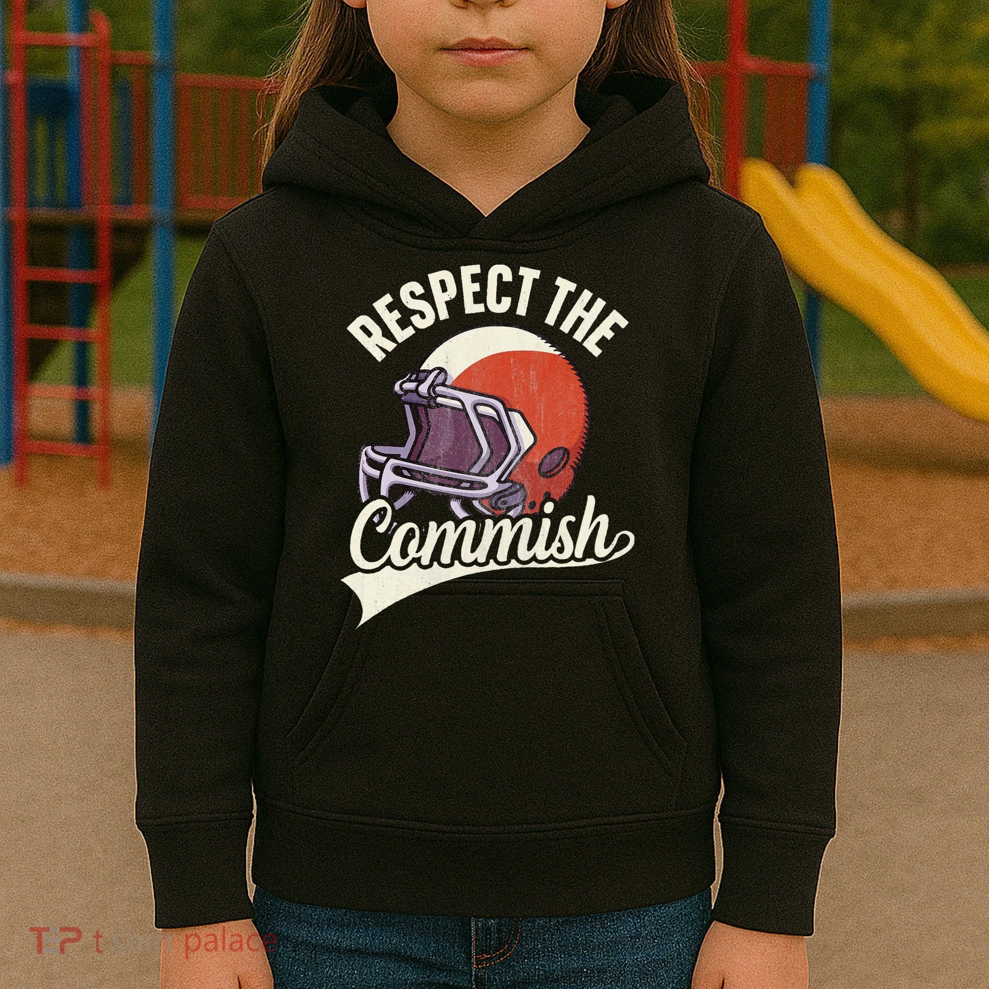Respect The Commish Fantasy Football Commish Kids Hoodie