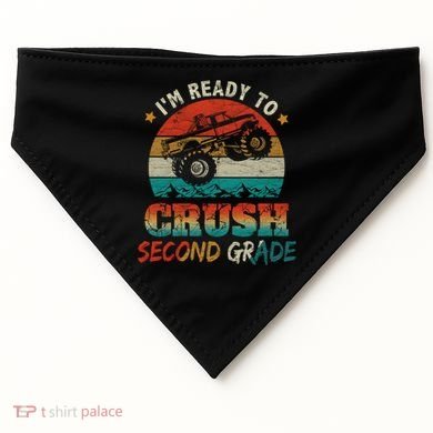 Ready To Crush Second Grade Back To School Monster Truck Boy Gift USA-Made Doggie Bandana