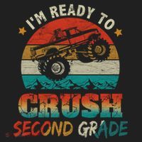 Ready To Crush Second Grade Back To School Monster Truck Boy Gift Beanie thumb 2