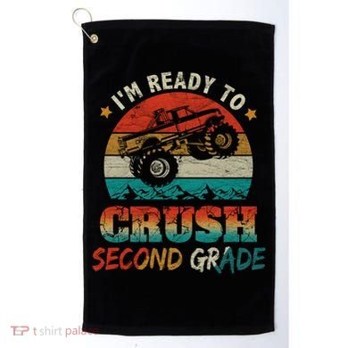 Ready To Crush Second Grade Back To School Monster Truck Boy Gift Golf Towel