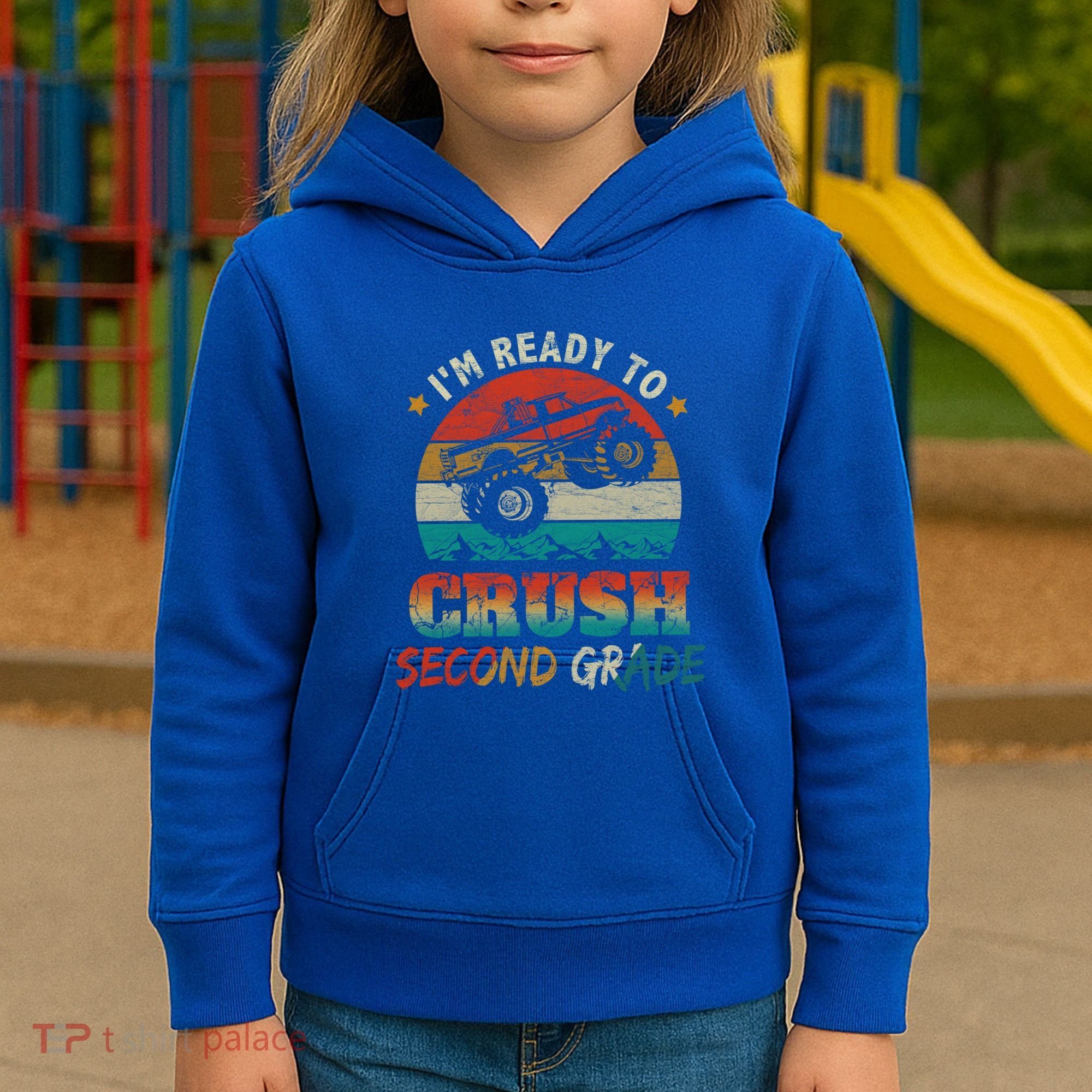 Ready To Crush Second Grade Back To School Monster Truck Boy Gift Kids Hoodie