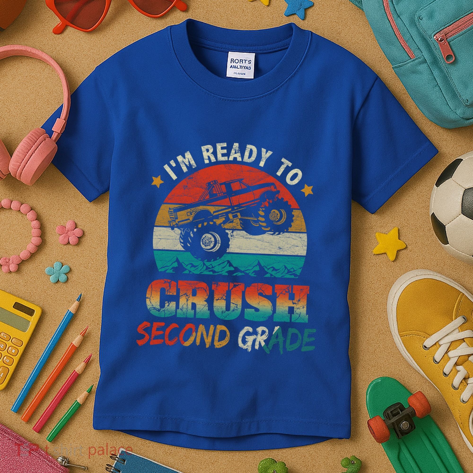 Ready To Crush Second Grade Back To School Monster Truck Boy Gift Kids T-Shirt