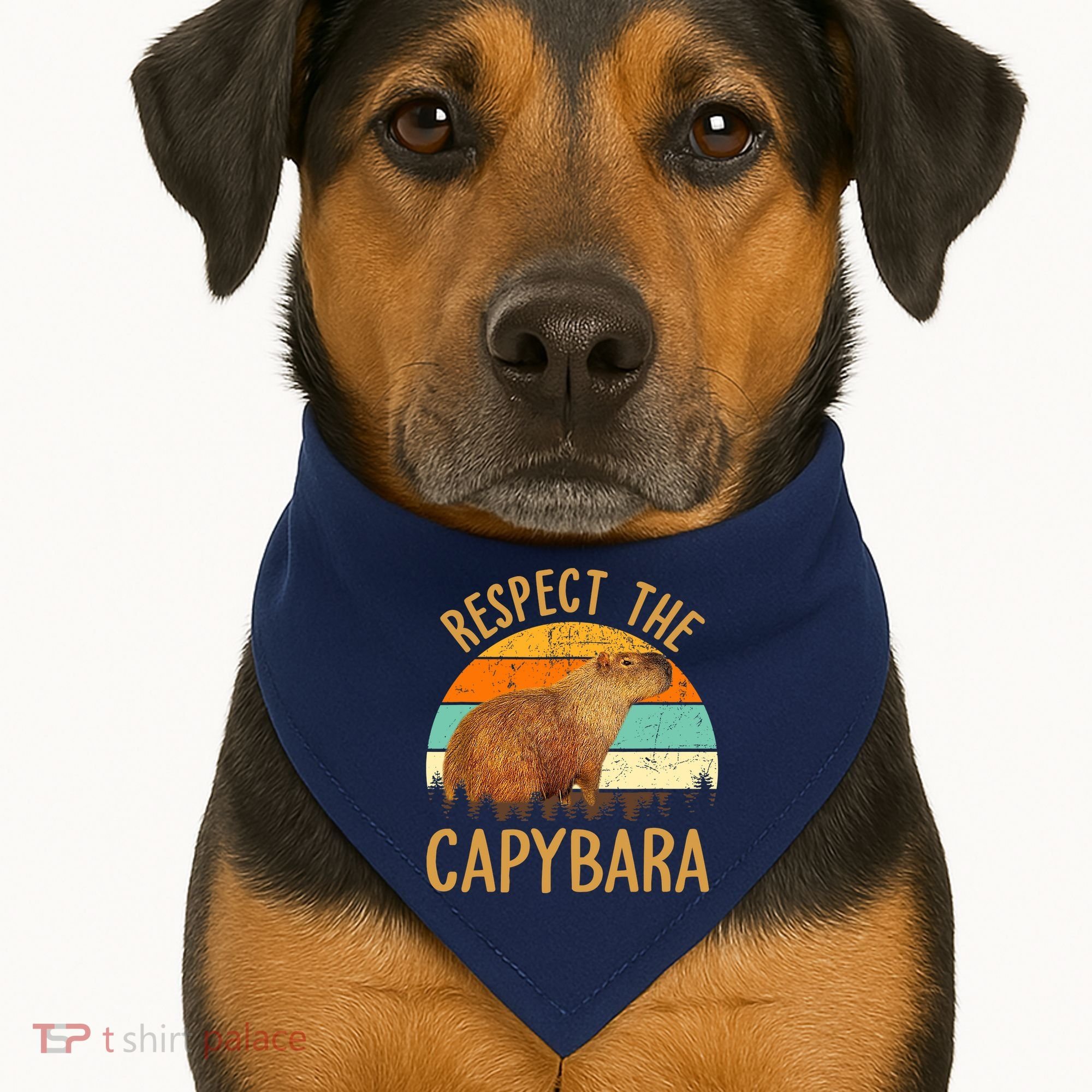 Respect The Capybara Animal Funny Capybara Lover USA-Made Doggie Bandana
