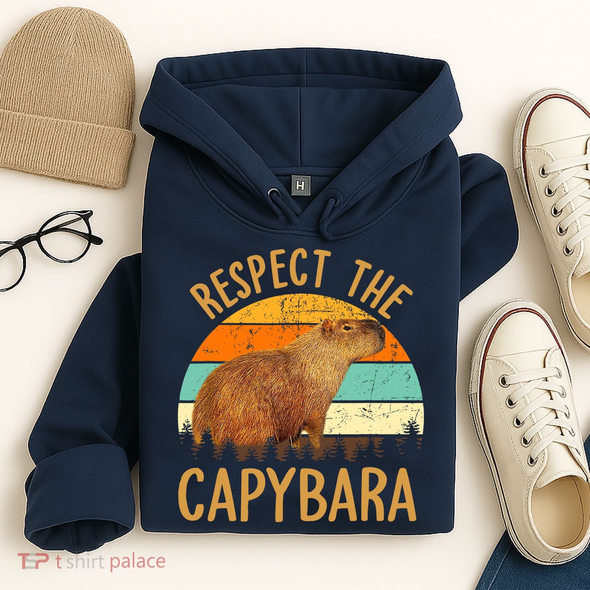 Respect The Capybara Animal Funny Capybara Lover Hoodie