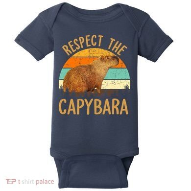 Respect The Capybara Animal Funny Capybara Lover Baby Bodysuit