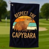 Respect The Capybara Animal Funny Capybara Lover Golf Towel thumb 1