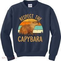 Respect The Capybara Animal Funny Capybara Lover Kids Sweatshirt thumb 0