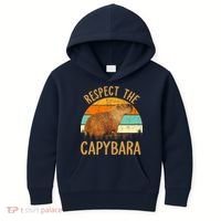 Respect The Capybara Animal Funny Capybara Lover Kids Hoodie thumb 0