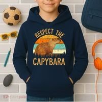 Respect The Capybara Animal Funny Capybara Lover Kids Hoodie thumb 2