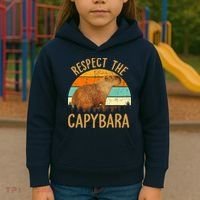 Respect The Capybara Animal Funny Capybara Lover Kids Hoodie thumb 3