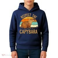 Respect The Capybara Animal Funny Capybara Lover Kids Hoodie thumb 4