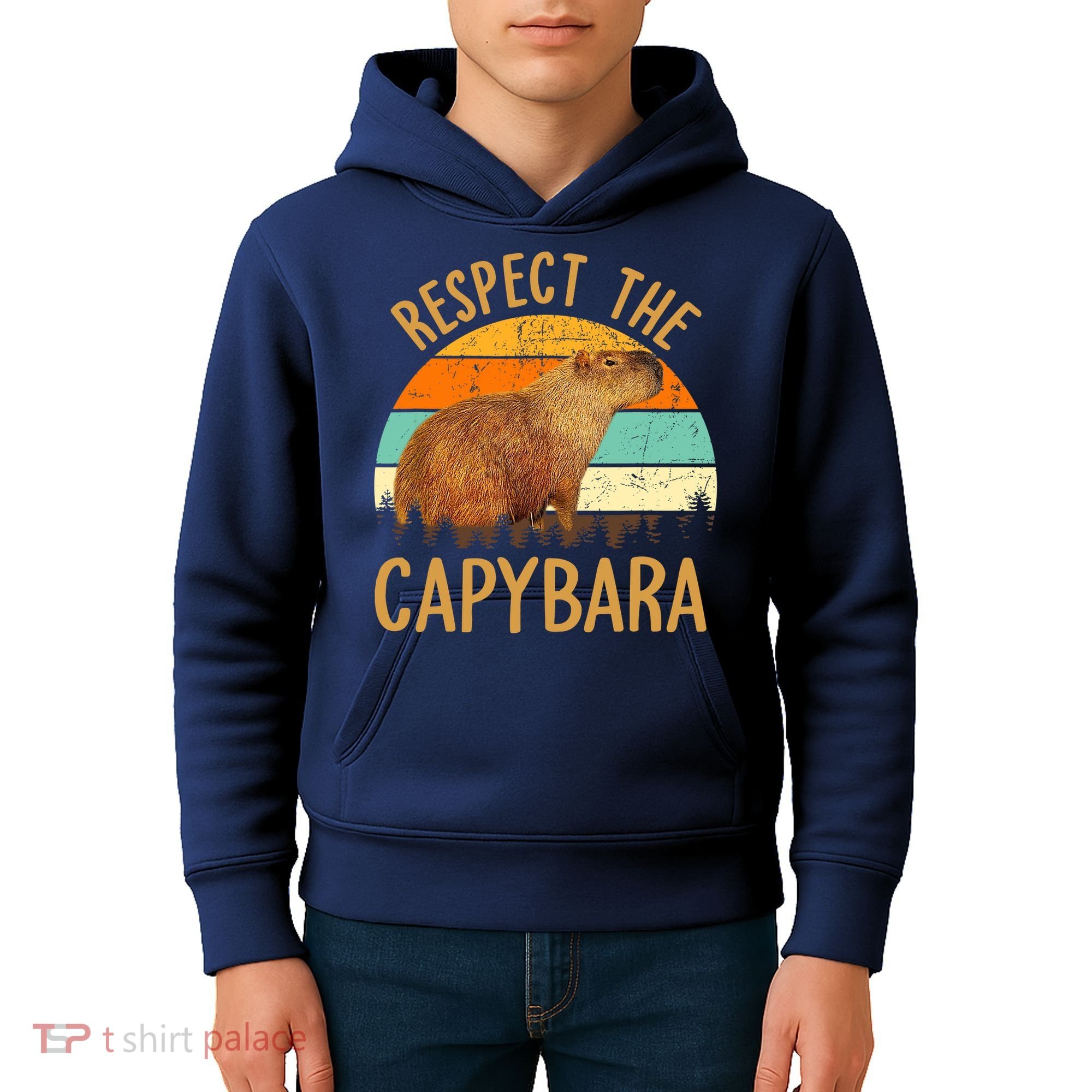 Respect The Capybara Animal Funny Capybara Lover Kids Hoodie