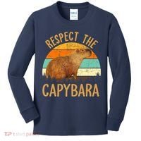 Respect The Capybara Animal Funny Capybara Lover Kids Long Sleeve Shirt thumb 0