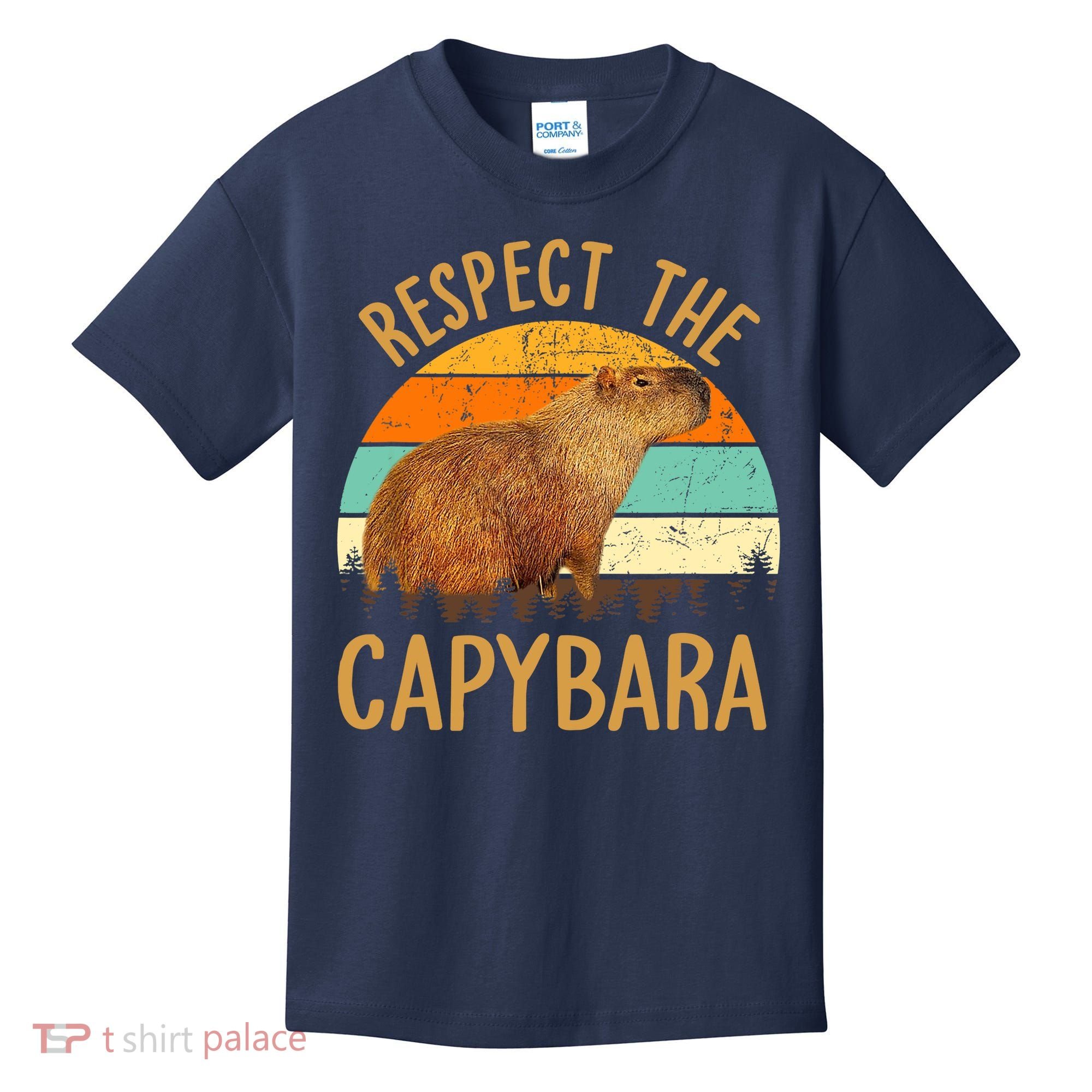 Respect The Capybara Animal Funny Capybara Lover Kids T-Shirt