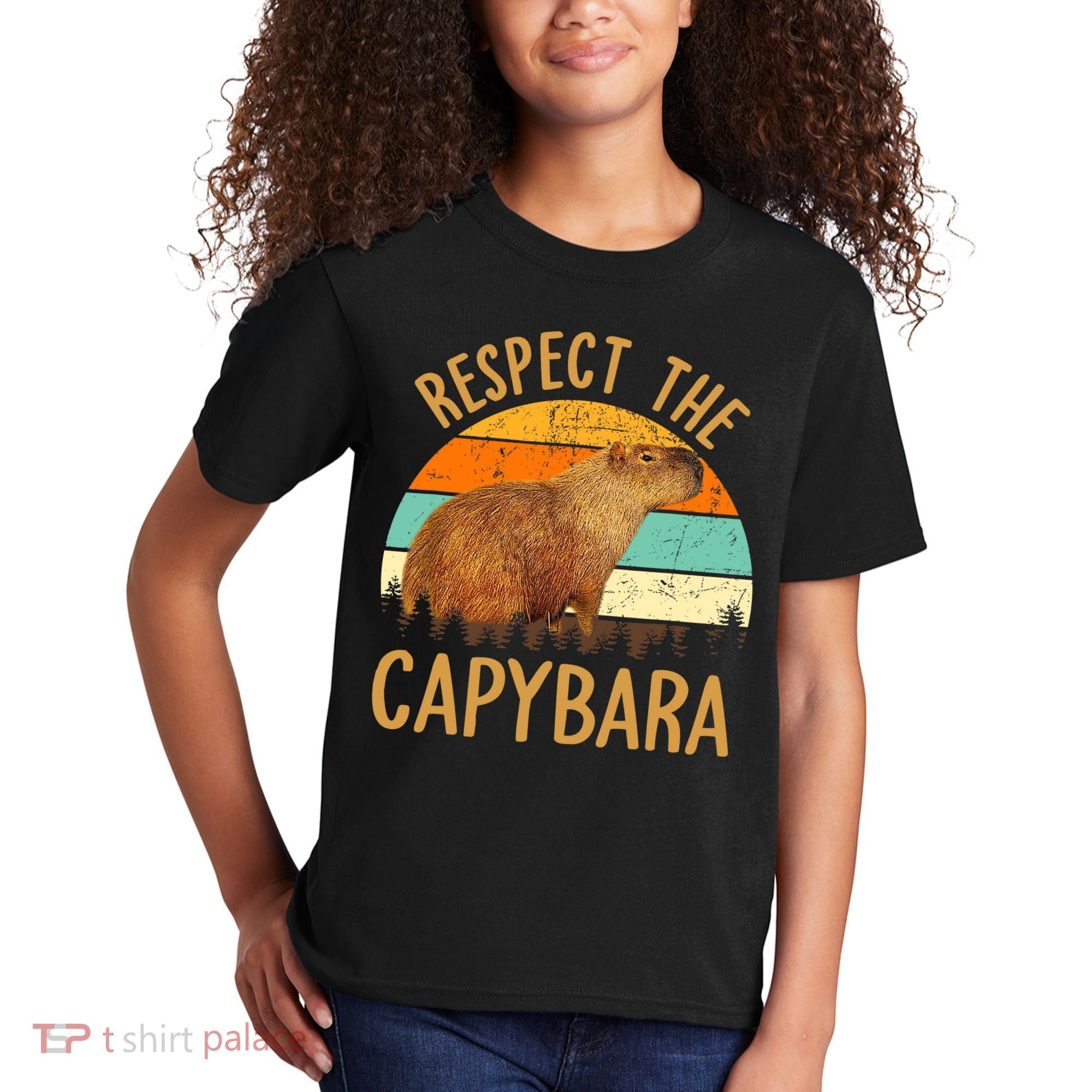 Respect The Capybara Animal Funny Capybara Lover Kids T-Shirt