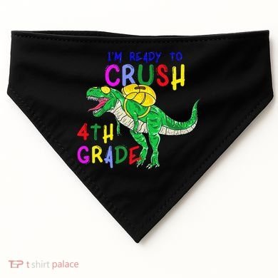 Ready to Crush 4th Grade Dinosaur Back to School USA-Made Doggie Bandana